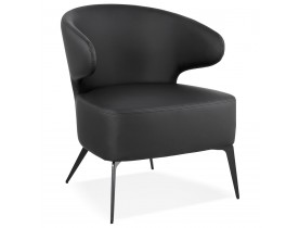 Fauteuil lounge design 'WAGYU' noir et pieds en métal noir