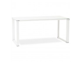Petit bureau droit design 'XLINE' en verre blanc - 140x70 cm