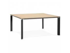 Table de réunion / bureau bench 'XLINE SQUARE' en bois finition naturelle et métal noir - 160x160 cm