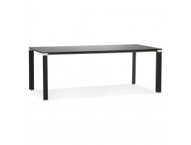 Table de réunion / à manger design 'XLINE' en verre noir - 200x100 cm