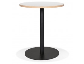 Petite table bistrot ronde 'YOGI' blanche avec un pied en métal noir - Ø 60 cm
