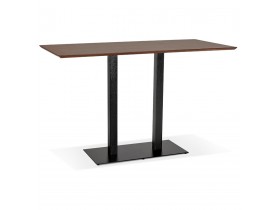 Table haute design 'ZUMBA BAR' en bois finition Noyer avec pied en métal noir - 180x90 cm