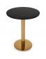 Petite table bistrot ronde 'BATIGNOL' en pierre noire effet marbre et pied en métal doré - Ø 60 cm