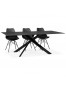 Table de salle à manger 'BIRDY' en verre noir avec pied central en x - 200x100 cm