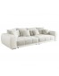 Grand canapé droit 'BYOUTY' blanc et gris clair 4 places en similicuir et tissu