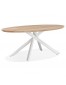 Table à manger ovale 'CABANA' en chêne massif avec pied en x en métal blanc - Ø 200 cm