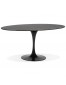 Table à manger design 'CHAMAN' ovale noire en verre effet marbre - 160x105 cm