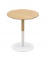 Table d'appoint ronde 'DILA H45' en bois finition naturelle et métal blanc