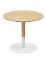 Table basse design ronde 'DILA H40' en bois finition naturelle et métal blanc