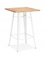 Table haute style industriel 'DARIUS' en bois foncé et pieds en métal blanc