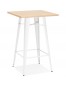 Table haute style industriel 'DARIUS' en bois clair et pieds en métal blanc