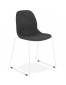 Chaise design 'DISTRIKT' en tissu gris foncé avec pieds en métal blanc