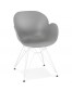 Chaise moderne 'FIDJI' grise avec pieds en métal blanc