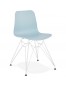 Chaise moderne 'GAUDY' bleue avec pied en métal blanc