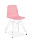 Chaise moderne 'GAUDY' rose avec pied en métal blanc