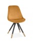Chaise design 'HAMILTON' en velours moutarde et pieds en bois noir