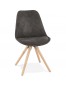 Chaise confortable 'HARRY' en microfibre grise et pieds en bois finition naturelle