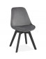 Chaise en velours gris 'JOE' avec structure en bois noir