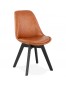 Chaise design 'NIAGARA' brune avec pieds en bois noir