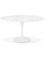 Table à manger design 'SHADOW' ronde blanche en verre effet marbre - Ø 140 CM