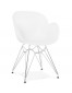 Chaise moderne 'UNAMI' blanche en matière plastique avec pieds en métal chromé