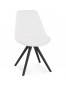 Chaise design 'VALENTINE' en tissu bouloché blanc et pieds en bois noir
