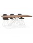 Table à diner 'WALABY' en bois finition Noyer avec pied central en x blanc - 200x100 cm