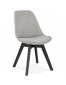 Chaise design 'WILLY' en tissu gris avec pieds en bois noir
