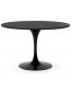 Table à dîner ronde 'WITNEY' en pierre noire effet marbre et métal noir - Ø 120 cm