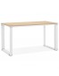 Petit bureau droit design 'XLINE' en bois finition naturelle et métal blanc - 140x70 cm