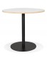 Table bistrot ronde 'YOGI' blanche avec un pied en métal noir - Ø 80 cm