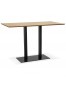 Table haute design 'ZUMBA BAR' en bois finition naturelle avec pied en métal noir - 180x90 cm