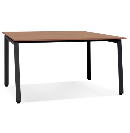 Table de réunion / bureau bench 'AMADEUS SQUARE' en bois finition Noyer et métal noir -160x160 cm