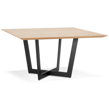 Table de salle à manger carrée 'ANITA' en bois finition naturelle et métal noir - 140x140 cm