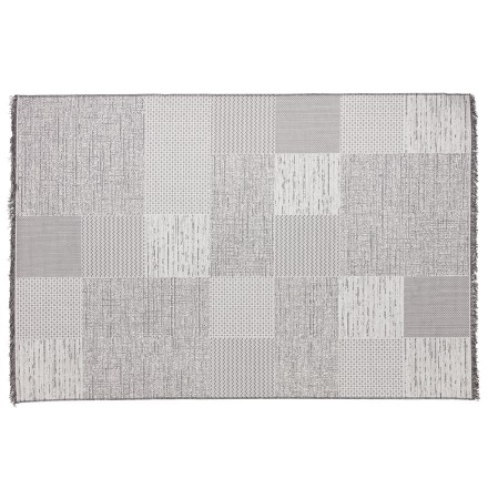 Tapis design 'ARKEO' 200x290 cm avec motifs carrés dégradés de gris - intérieur / extérieur