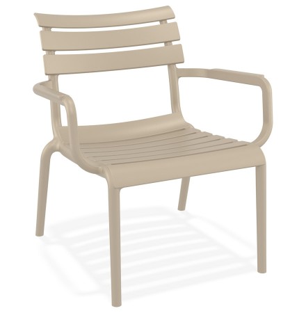 Chaise de jardin avec accoudoirs 'AROMA' taupe en matière plastique