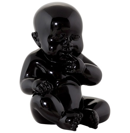 Statue déco 'BABY' bébé assis en polyrésine noire