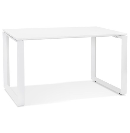 Petit bureau droit design 'BAKUS' en bois et métal blanc - 120x60 cm