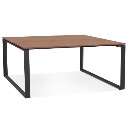Table de réunion / bureau bench 'BAKUS SQUARE' en bois finition Noyer et métal noir - 160x160 cm
