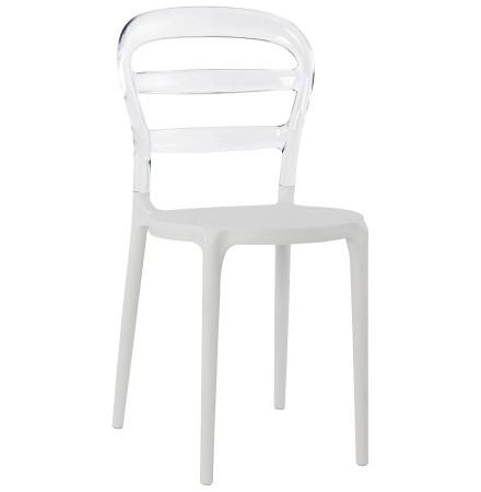 Chaise design 'BARO' blanche et transparente en matière plastique