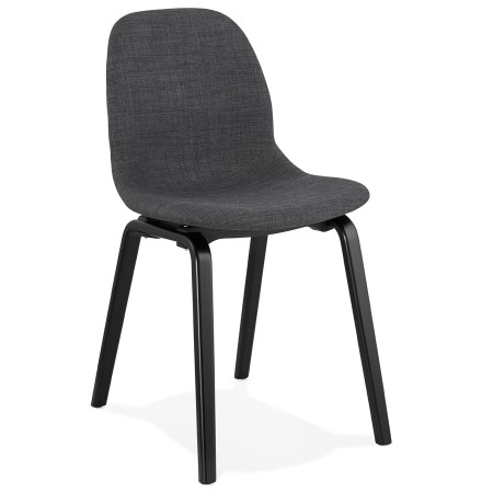 Chaise de salle à manger 'CELTIK' en tissu gris et pieds en bois noir