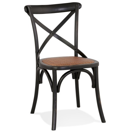 Chaise de cuisine rétro 'CHABLY' en bois noir