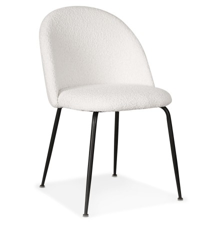 Chaise design 'CHELBI' en tissu bouclé blanc et métal noir - commande par 2 pièces / prix pour 1 pièce