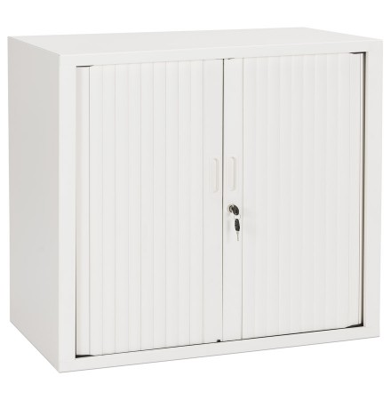 Petite armoire de bureau à rideaux 'CLASSIFY' blanche - 72x80 cm