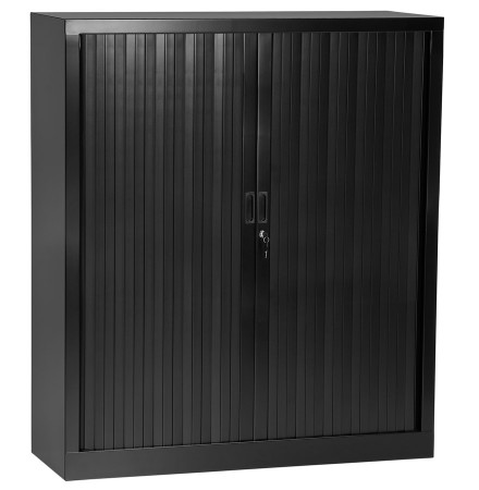 Armoire de bureau à rideaux 'CLASSIFY' noire métallique - 136x120 cm