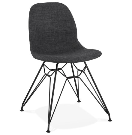 Chaise design 'DECLIK' grise foncée avec pieds en métal noir