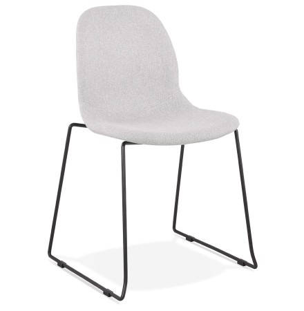 Chaise design empilable 'DISTRIKT' en tissu gris clair avec pieds en métal noir