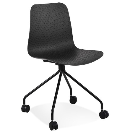 Chaise design de bureau 'EVORA' noire sur roulettes