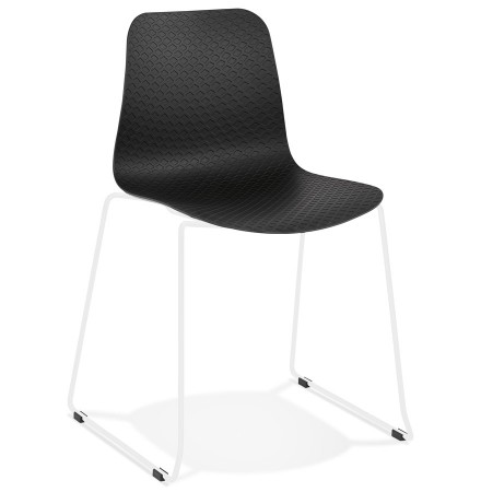 Chaise moderne 'EXPO' noire avec pieds en métal blanc