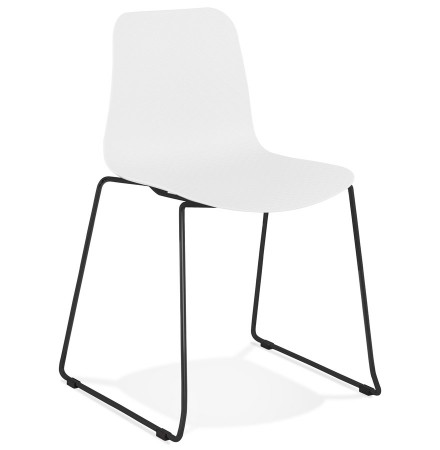 Chaise moderne 'EXPO' blanche avec pieds en métal noir